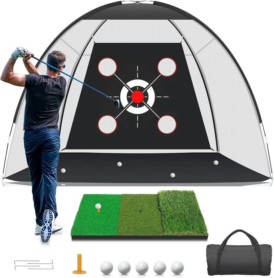 Golf Net with Practice Mat,Golf Hitting Aid Nets 10x7FT