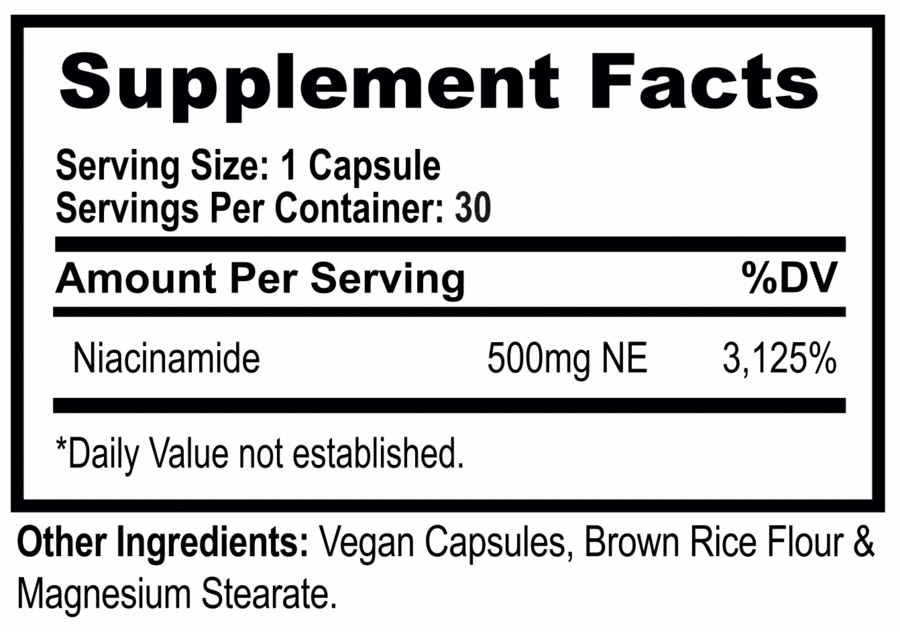 Niacinamide supplement facts panel